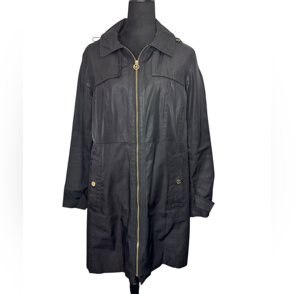 Michael Kors Black Hooded Trench Coat